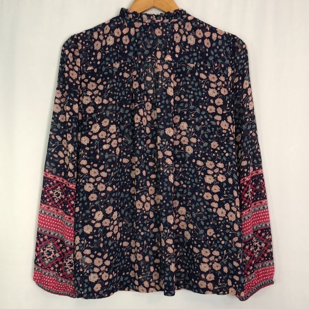 CHRISTIAN SIRIANO New York Floral Print V-Neck Blouse Size: L - Picture 7 of 12